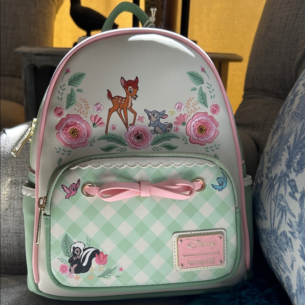 Loungefly Bambi Kids Backpack - Green and Pink Floral